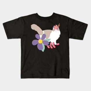 Ragdoll Cat and Colorful Flowers Kids T-Shirt